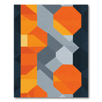Modern Orange Gray Geometric Octagons Rug