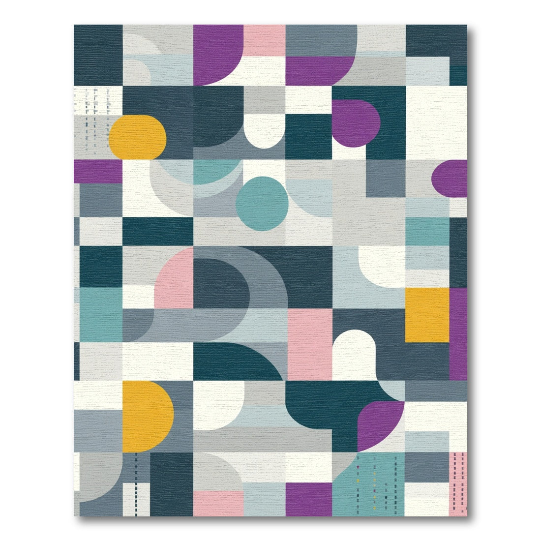 Mid Century Geometric Circles Arcs Rug