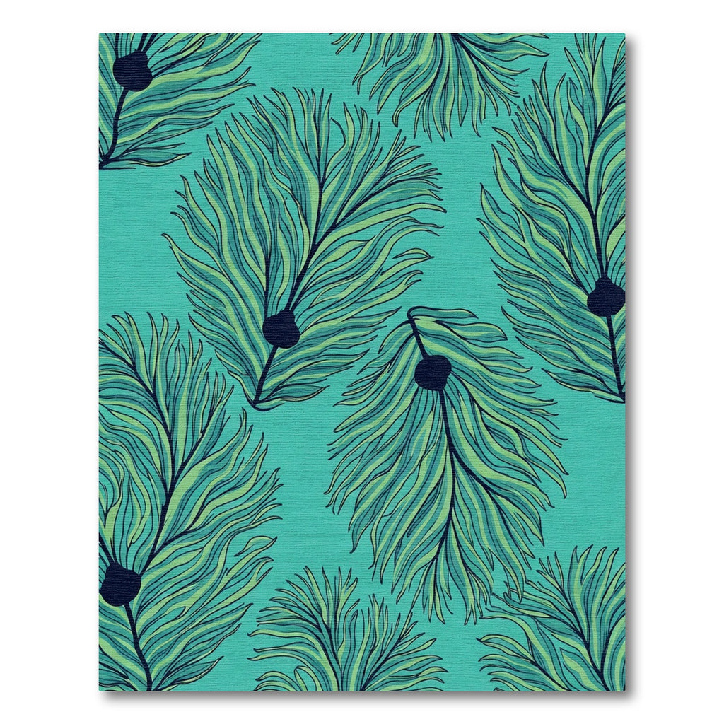 Teal Feathered Fern Organic Flow Rug