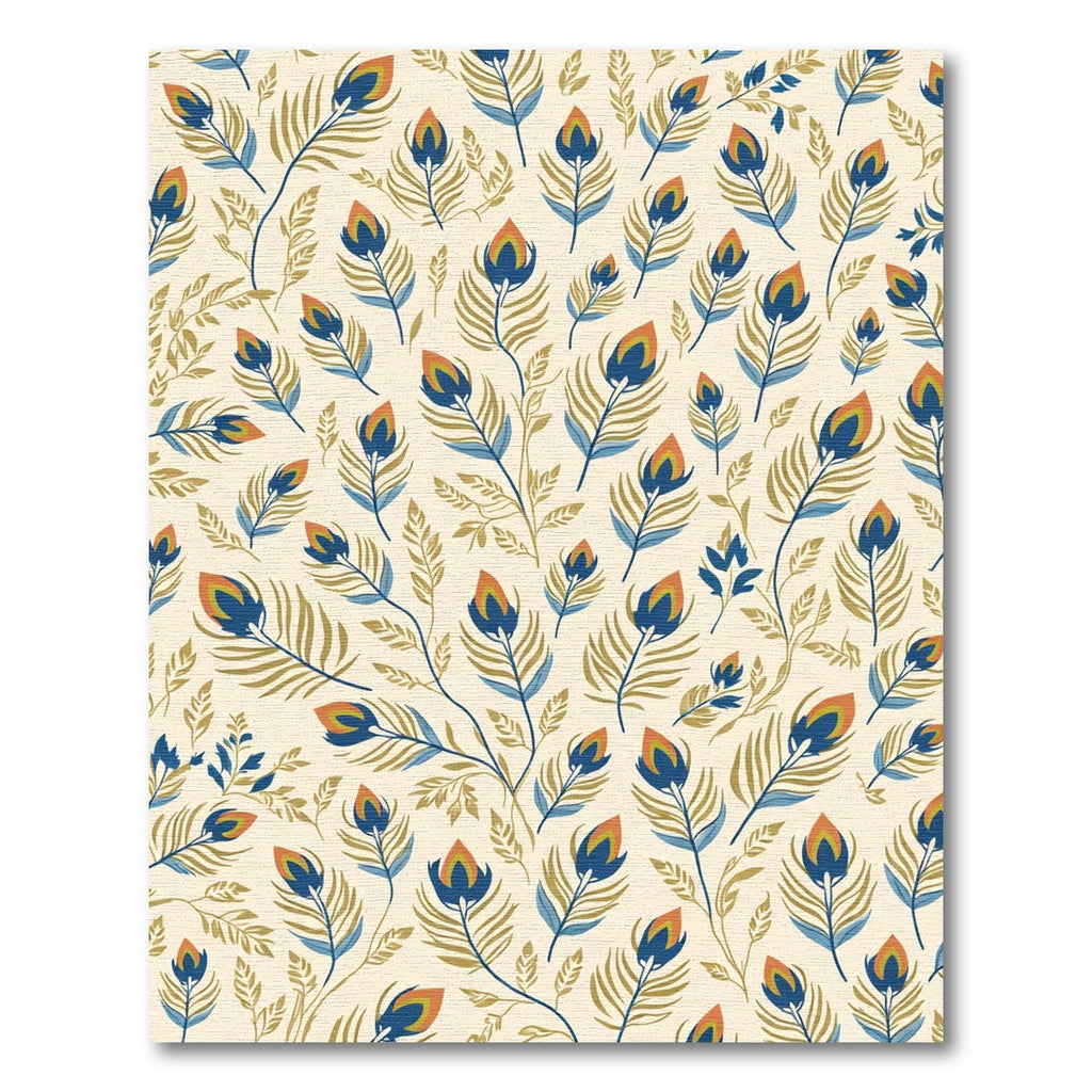 Golden Blue Feathered Branch Array Rug