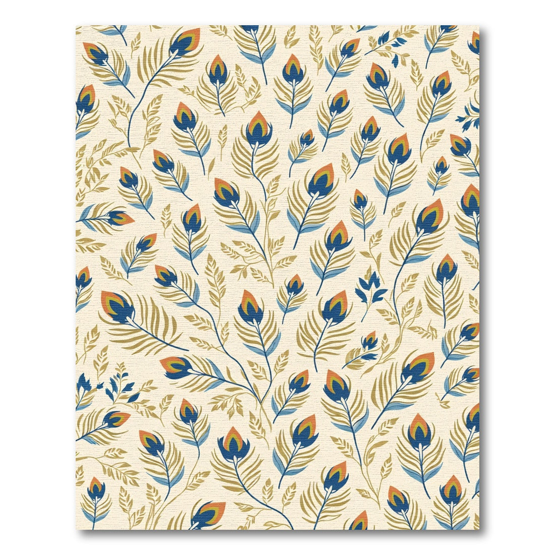 Golden Blue Feathered Branch Array Rug