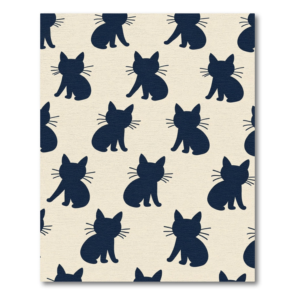 Navy Sitting Cats Repeating Motif Rug