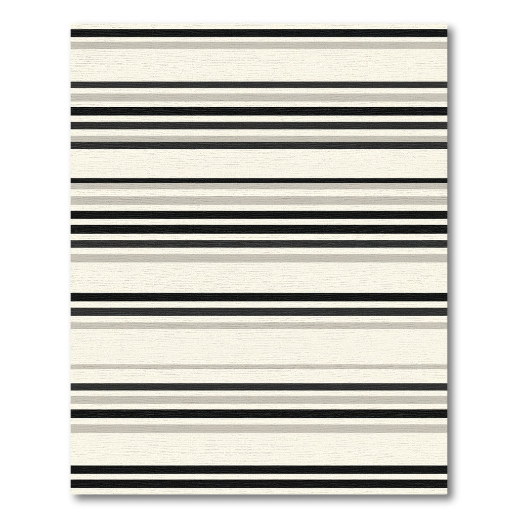 Minimalist Cream Black Striped Rug