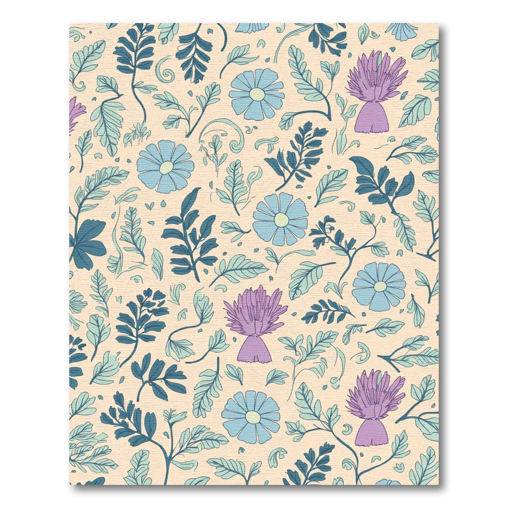 Pastel Blue Purple Floral Meadow Rug