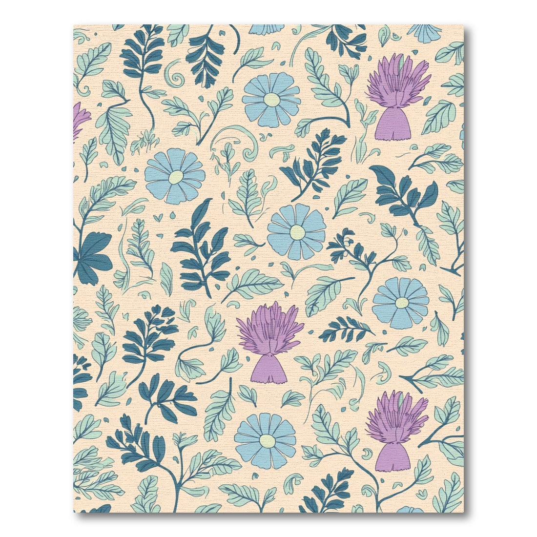 Pastel Blue Purple Floral Meadow Rug