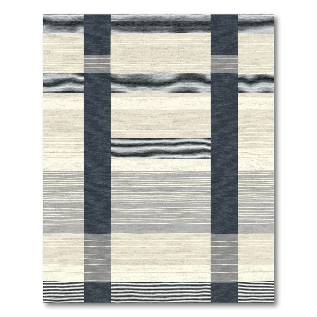Navy Cream Gray Stripe Rug