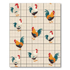 Farmhouse Roosters Plaid Background Rug