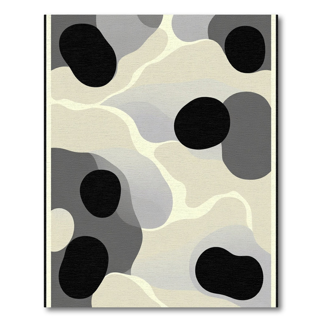 Abstract Black Organic Shape Rug