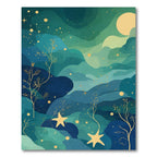 Deep Teal Starry Night Sky Rug