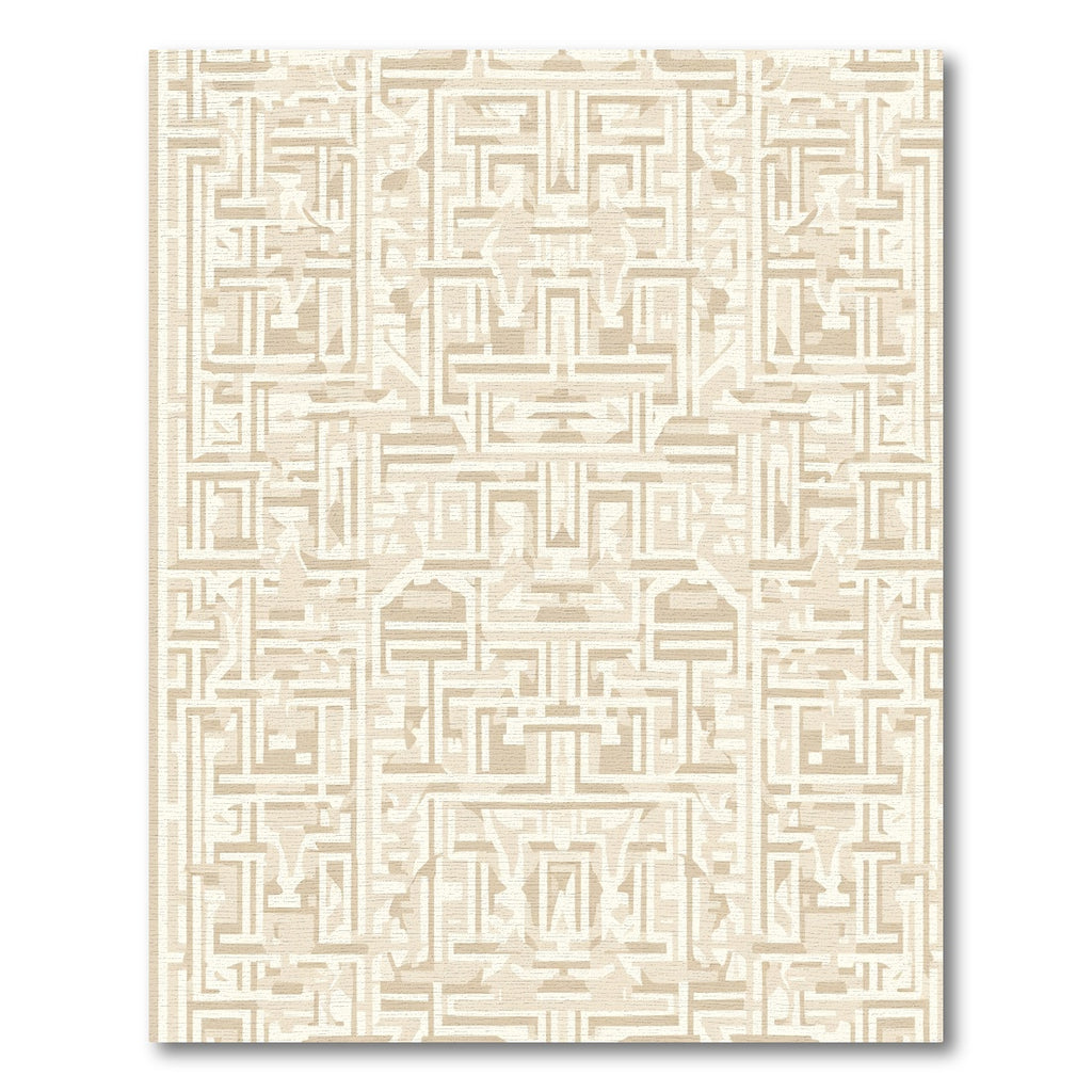 Geometric Maze Beige Abstract Rug