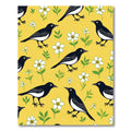Yellow Black Bird Blossom Garden Rug