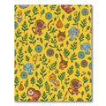 Whimsical Yellow Jungle Animals Herbal Pattern Rug