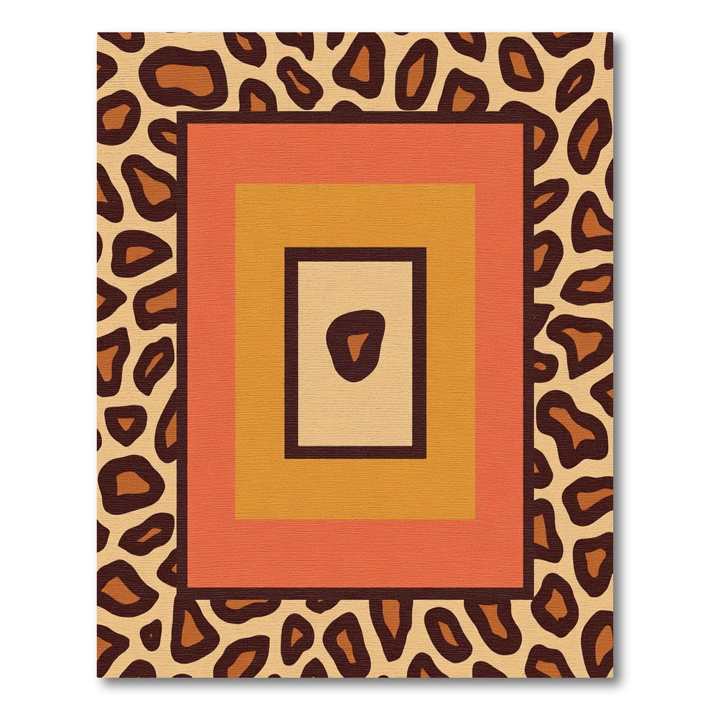Bold Leopard Print Geometric Squares Rug