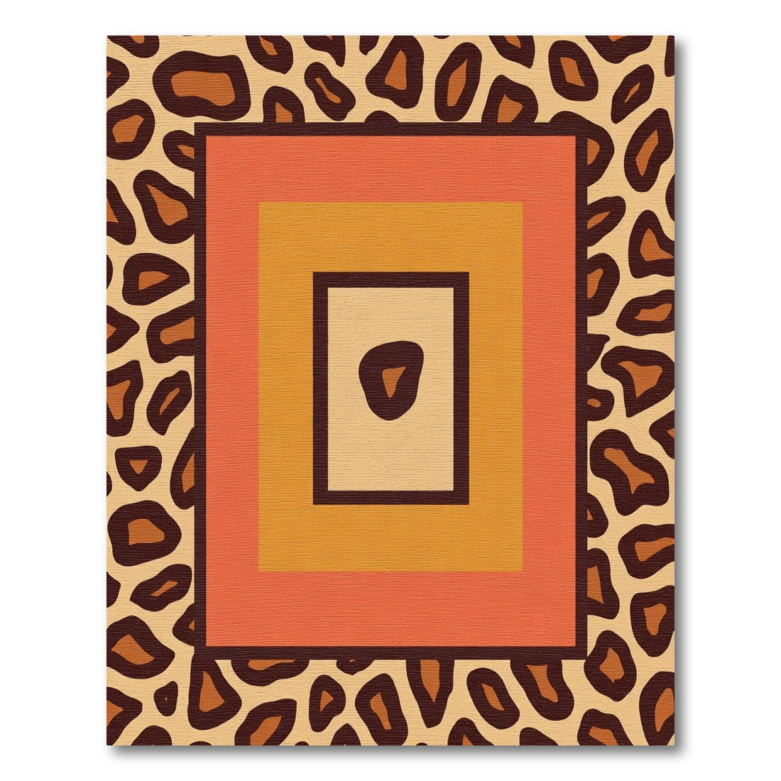 Bold Leopard Print Geometric Squares Rug