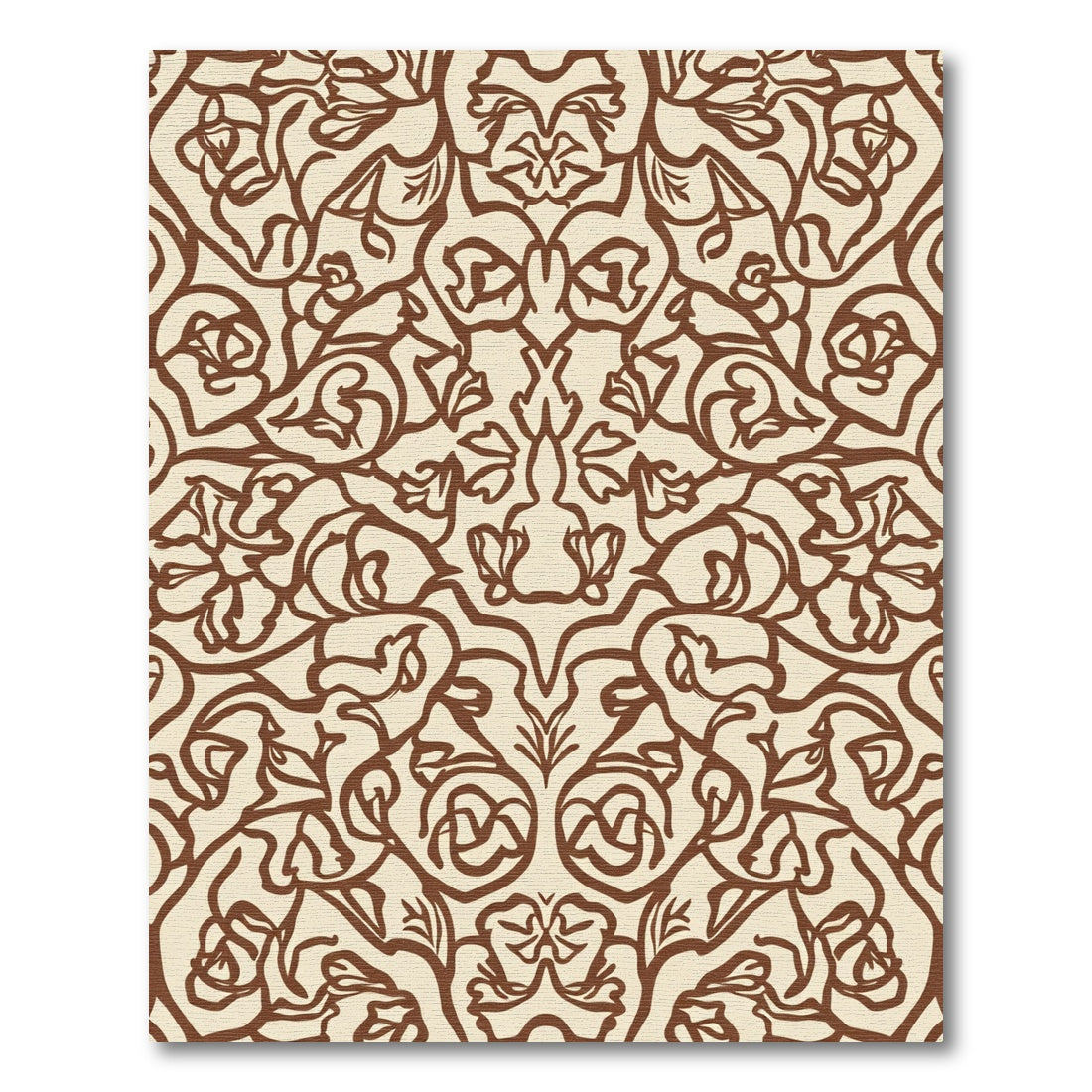 Delicate Brown Floral Scroll Arrangement Rug