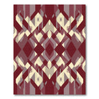 Deep Red Geometric Diamond Overlay Rug