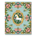 Whimsical Unicorn Floral Oval Motif Rug