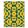 Bold Yellow Teal Geometric Symmetry Rug