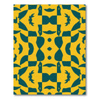 Bold Yellow Teal Geometric Symmetry Rug
