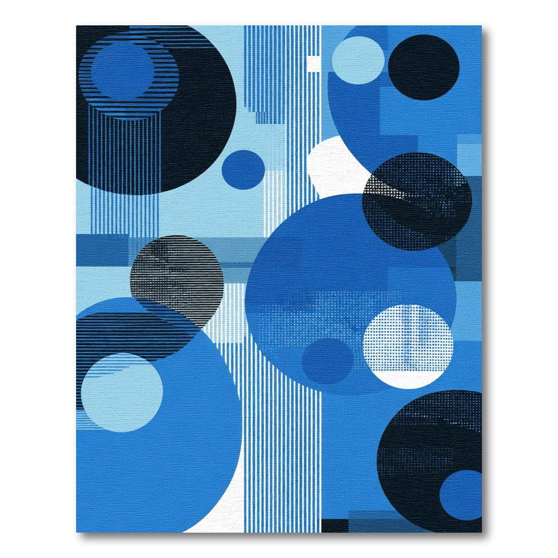 Abstract Blue Geometric Circles Rug