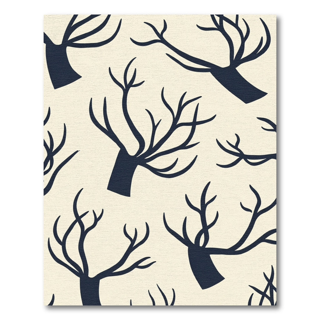Navy Branch Silhouette Cream Background Rug