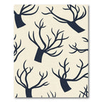 Navy Branch Silhouette Cream Background Rug