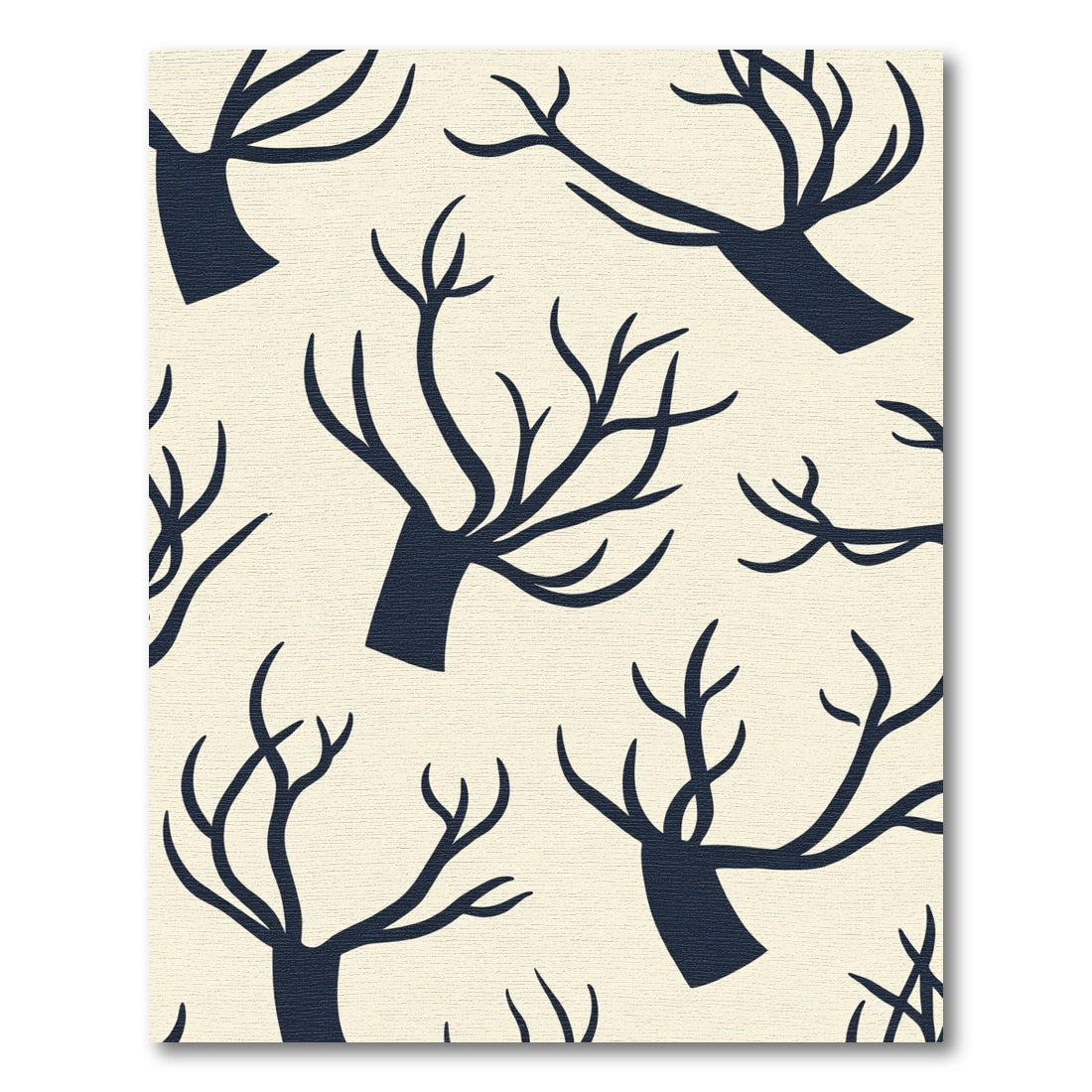 Navy Branch Silhouette Cream Background Rug
