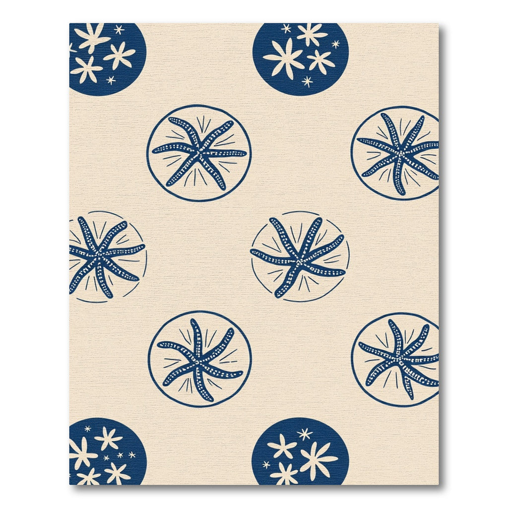 Navy Starfish Circle Pattern Rug