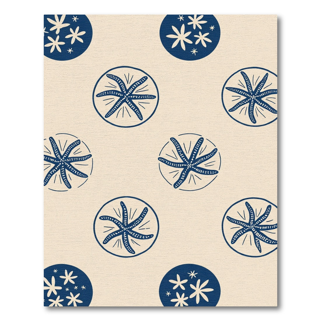Navy Starfish Circle Pattern Rug
