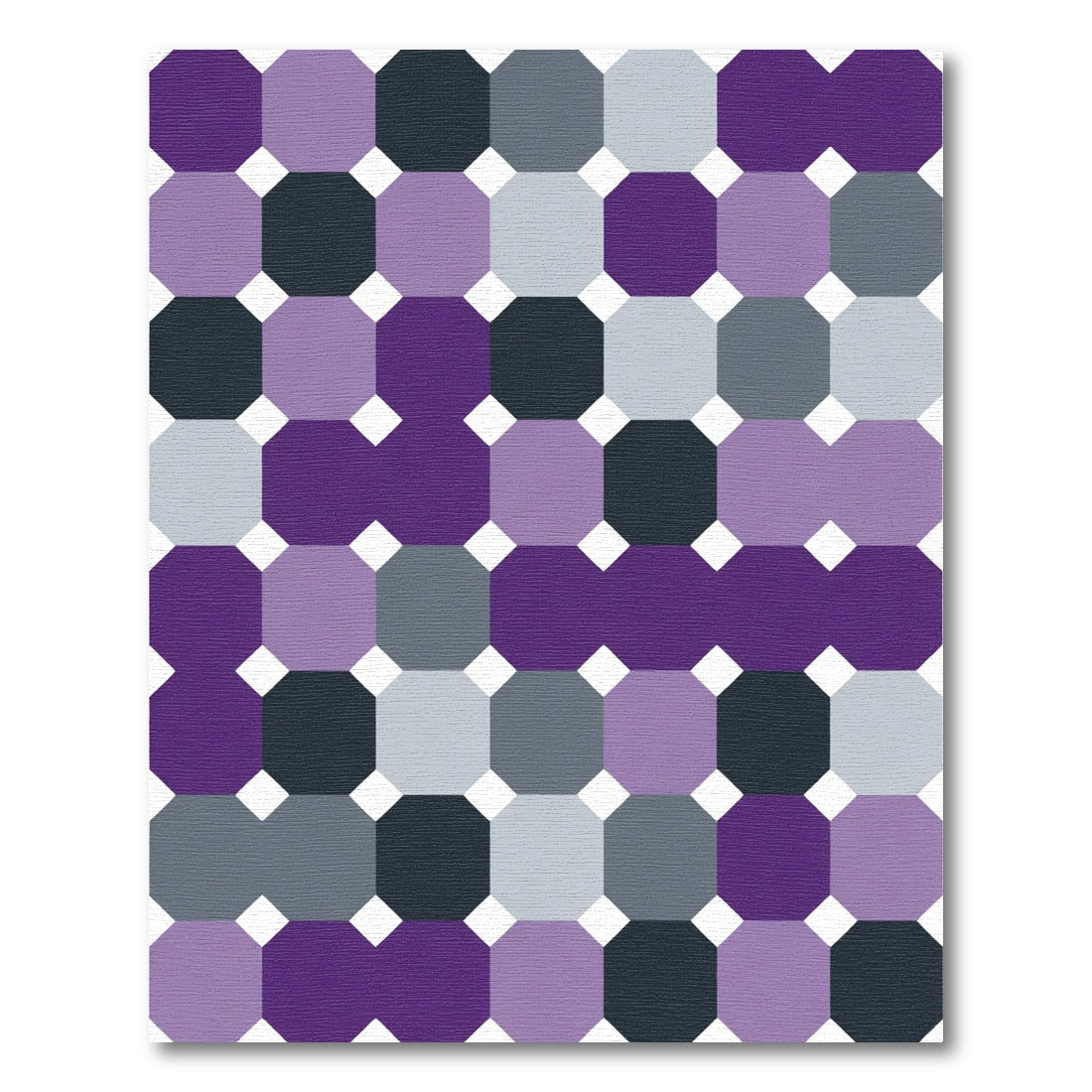 Purple Gray Octagon Grid Rug