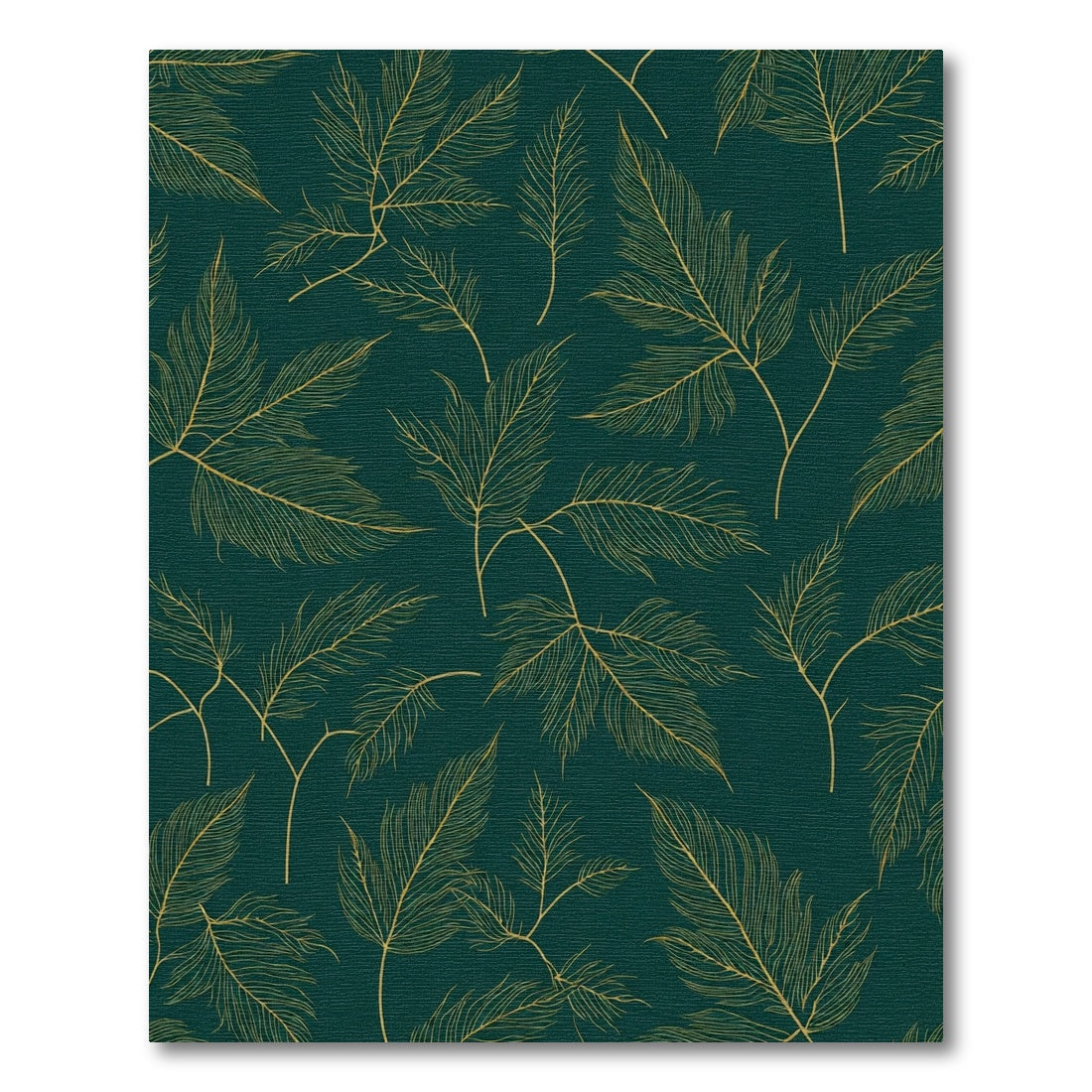 Emerald Green Golden Fern Art Rug