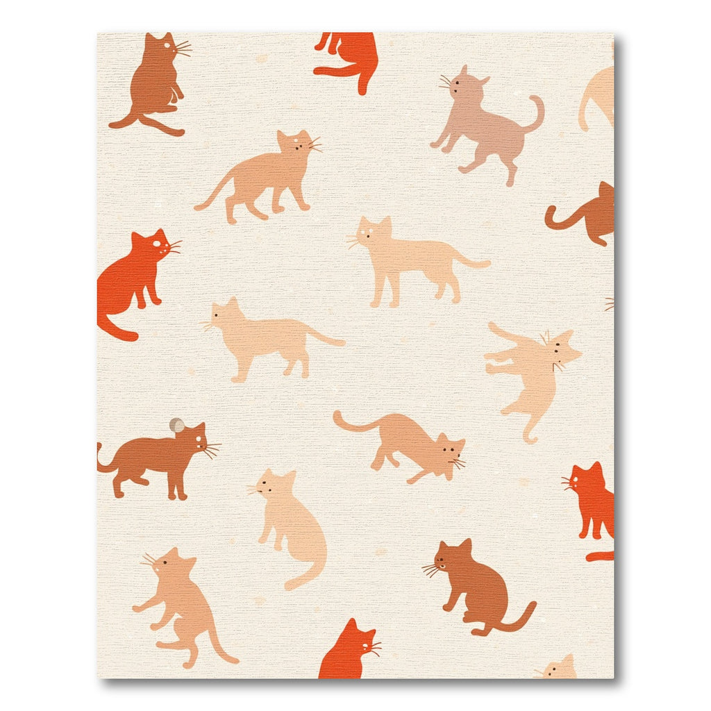 Whimsical Cat Mice Terracotta Silhouette Rug