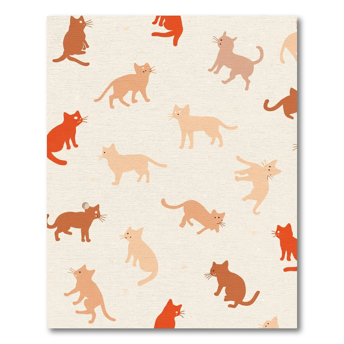 Whimsical Cat Mice Terracotta Silhouette Rug
