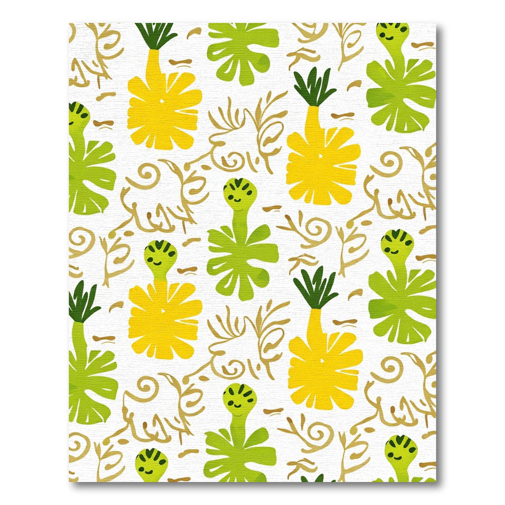 Whimsical Yellow Green Tropical Floral Rug