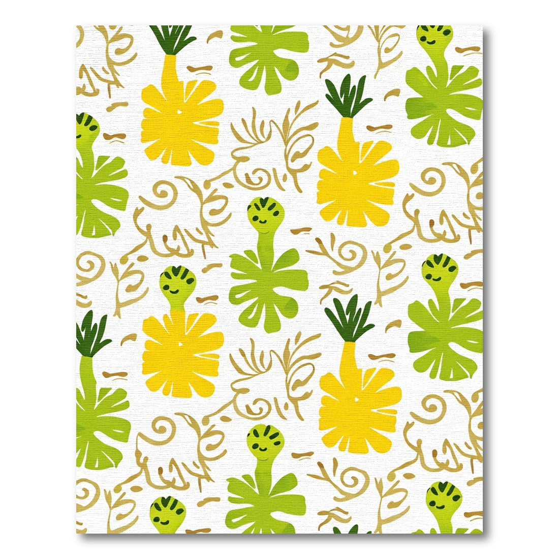 Whimsical Yellow Green Tropical Floral Rug