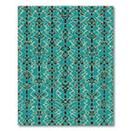 Teal Black Organic Medallion Lattice Rug