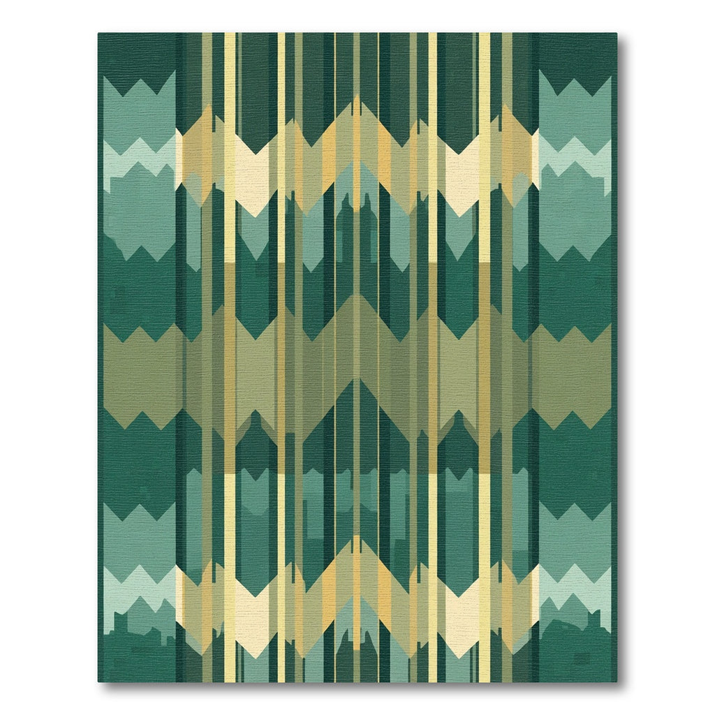 Emerald Geometric Chevron Stripe Rug