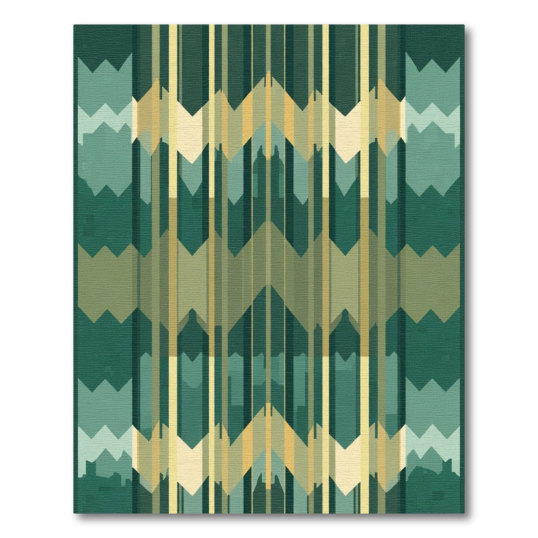 Emerald Geometric Chevron Stripe Rug