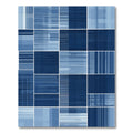 Deep Blue Geometric Pixel Grid Rug