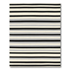 Modern Off White Black Gray Stripes Rug
