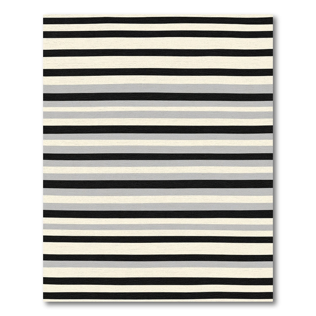 Modern Off White Black Gray Stripes Rug