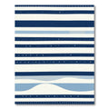 Navy Blue White Striped Wave Rug