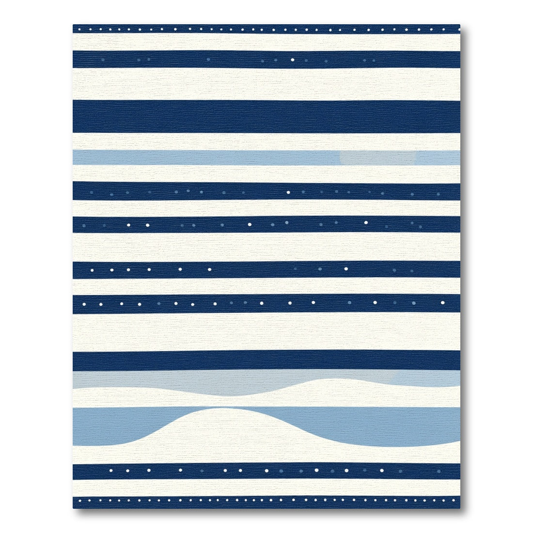 Navy Blue White Striped Wave Rug