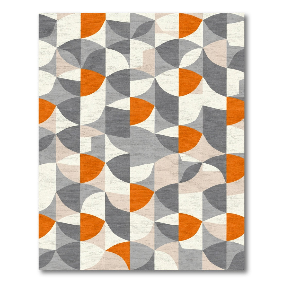 Mid Century Geometric Orange Gray Rug