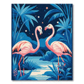 Pink Flamingos Amidst Blue Tropical Foliage Rug