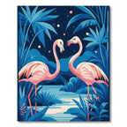 Pink Flamingos Amidst Blue Tropical Foliage Rug