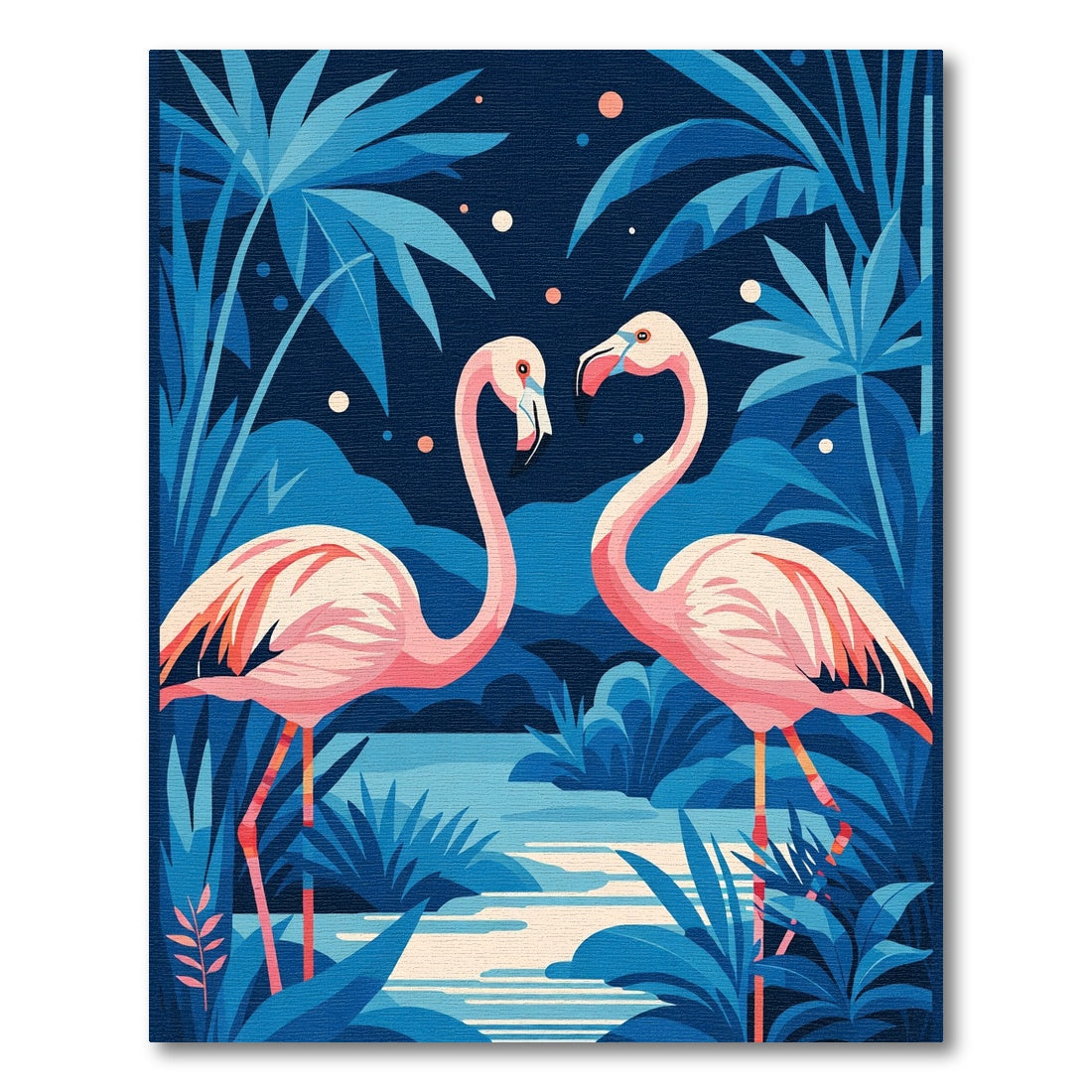 Pink Flamingos Amidst Blue Tropical Foliage Rug