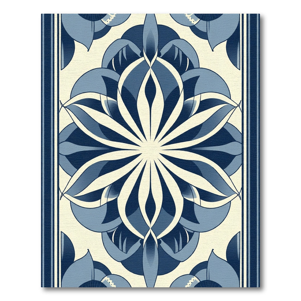 Blue Floral Medallion Symmetric Rug