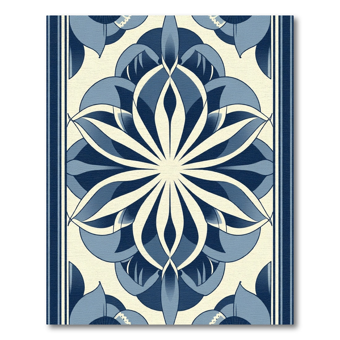 Blue Floral Medallion Symmetric Rug