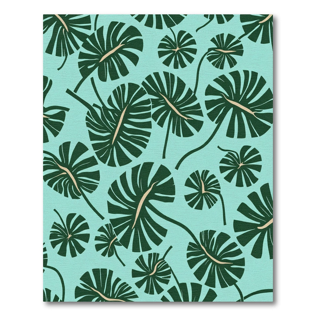 Aqua Green Monstera Leaf Mural Rug